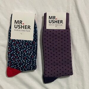 Usher Men's Casual Socks - Navy Multi & Purple Dot